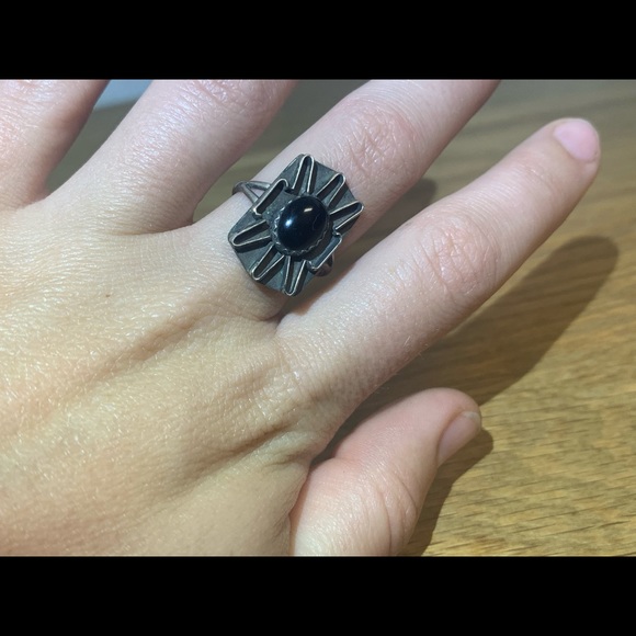 Sterling silver and obsidian ring - Picture 6 of 9